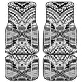 Black And White Maori Tribal Print Front and Back Car Floor Mats