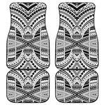 Black And White Maori Tribal Print Front and Back Car Floor Mats