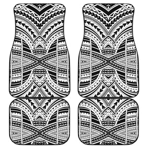 Black And White Maori Tribal Print Front and Back Car Floor Mats