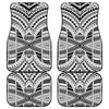 Black And White Maori Tribal Print Front and Back Car Floor Mats