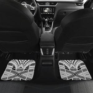 Black And White Maori Tribal Print Front and Back Car Floor Mats