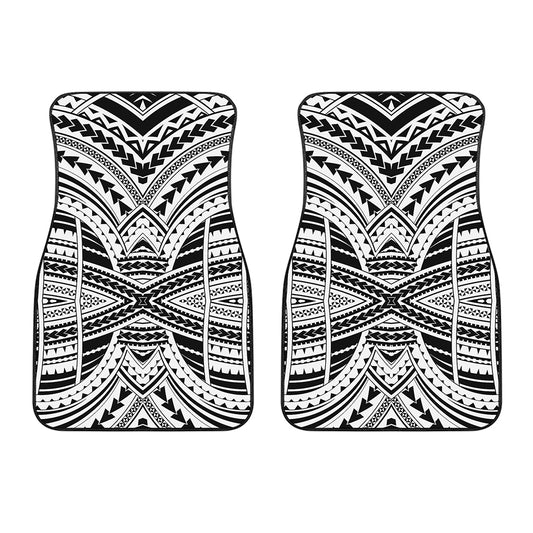 Black And White Maori Tribal Print Front Car Floor Mats