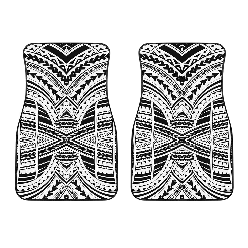 Black And White Maori Tribal Print Front Car Floor Mats