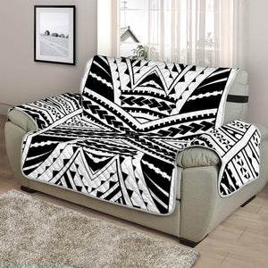 Black And White Maori Tribal Print Half Sofa Protector