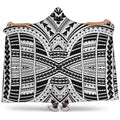 Black And White Maori Tribal Print Hooded Blanket