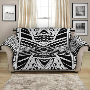 Black And White Maori Tribal Print Loveseat Protector