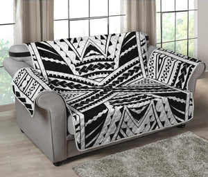 Black And White Maori Tribal Print Loveseat Protector