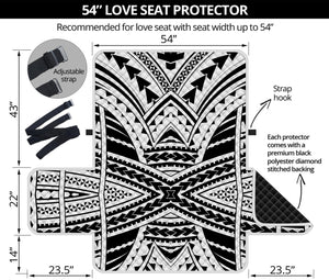 Black And White Maori Tribal Print Loveseat Protector