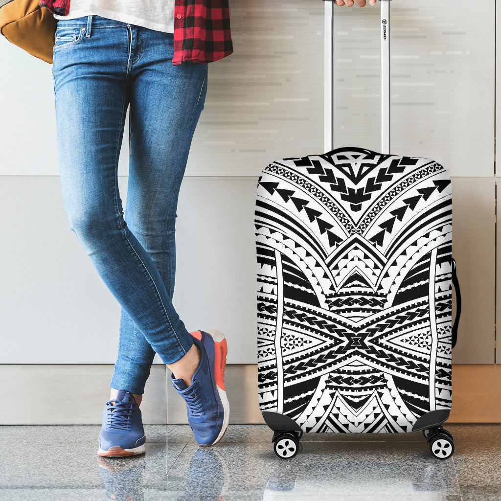 Black And White Maori Tribal Print Luggage Cover