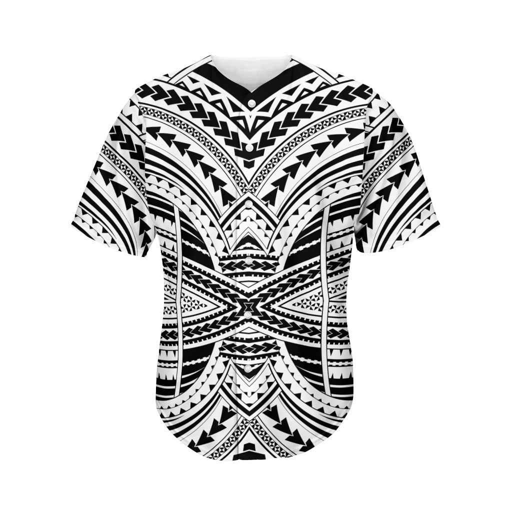 Black And White Maori Tribal Print Men's Baseball Jersey