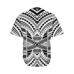 Black And White Maori Tribal Print Men's Baseball Jersey