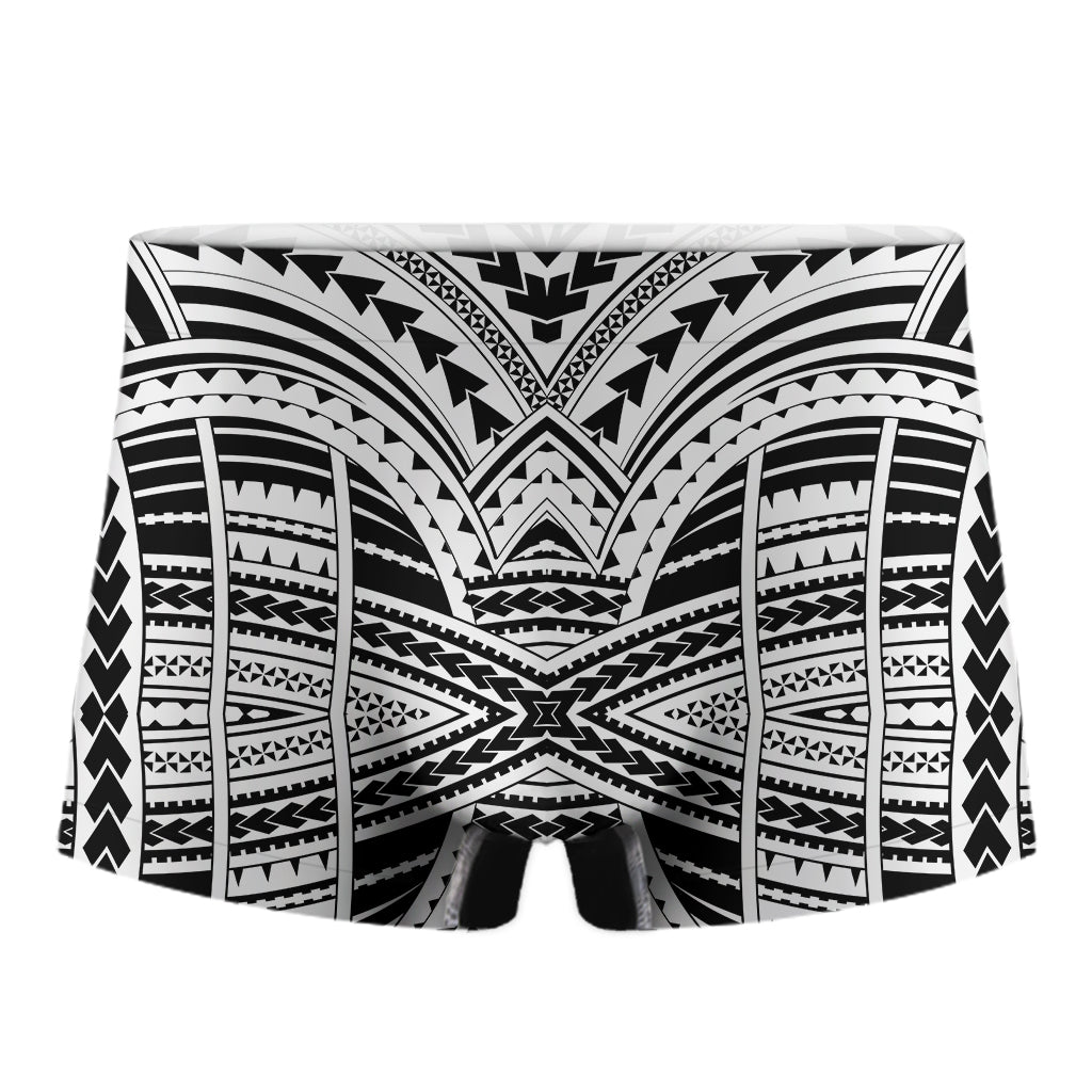 Black And White Maori Tribal Print Men's Boxer Briefs