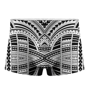 Black And White Maori Tribal Print Men's Boxer Briefs