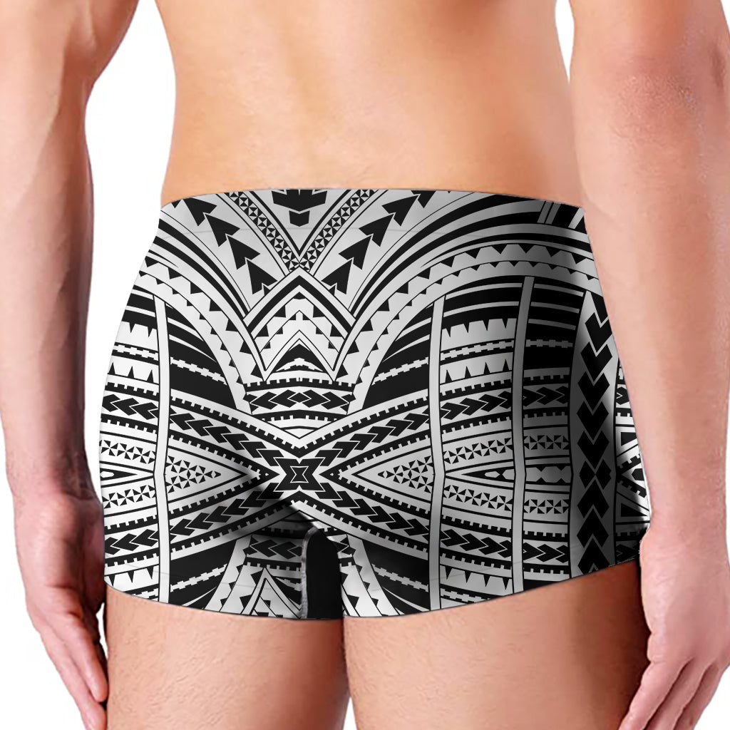 Black And White Maori Tribal Print Men's Boxer Briefs