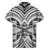 Black And White Maori Tribal Print Men's Short Sleeve Shirt