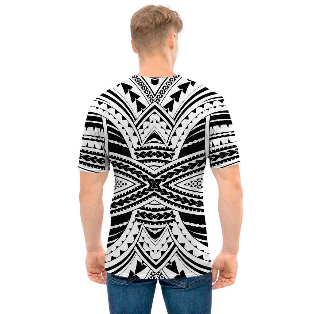 Black And White Maori Tribal Print Men's T-Shirt