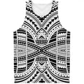 Black And White Maori Tribal Print Men's Tank Top