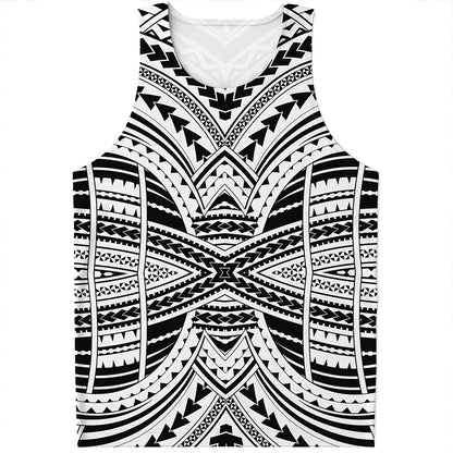 Black And White Maori Tribal Print Men's Tank Top