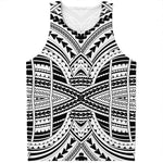 Black And White Maori Tribal Print Men's Tank Top