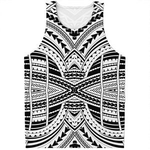 Black And White Maori Tribal Print Men's Tank Top