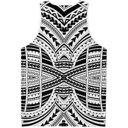 Black And White Maori Tribal Print Men's Tank Top