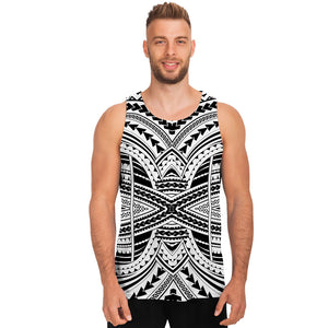 Black And White Maori Tribal Print Men's Tank Top