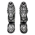 Black And White Maori Tribal Print Muay Thai Shin Guards