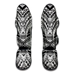 Black And White Maori Tribal Print Muay Thai Shin Guard