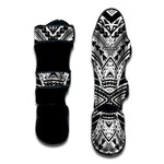 Black And White Maori Tribal Print Muay Thai Shin Guard