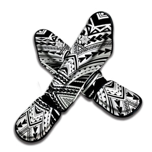 Black And White Maori Tribal Print Muay Thai Shin Guard