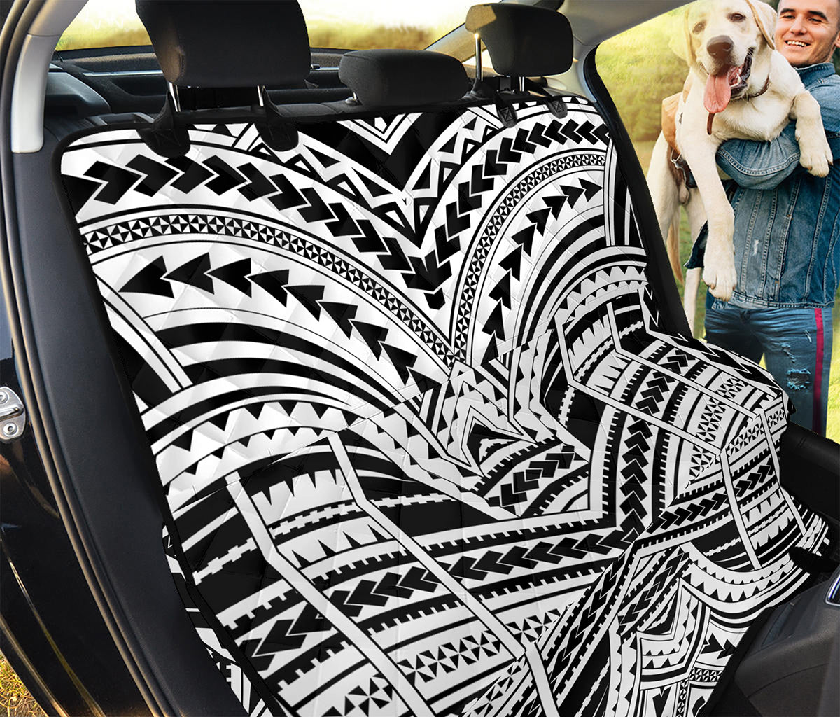 Black And White Maori Tribal Print Pet Car Back Seat Cover