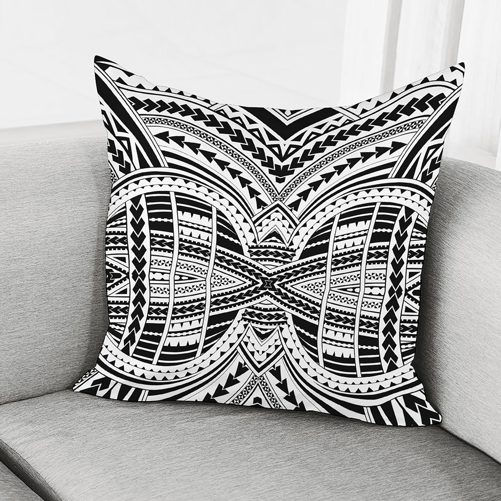 Black And White Maori Tribal Print Pillow Cover