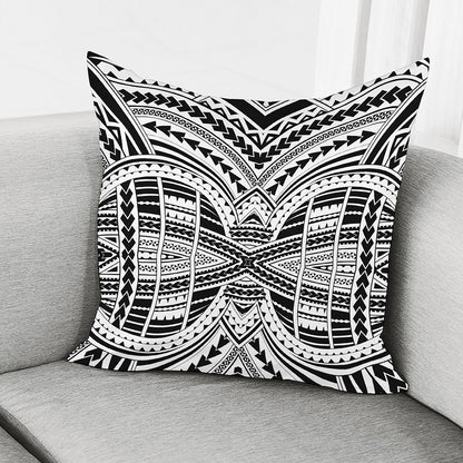 Black And White Maori Tribal Print Pillow Cover