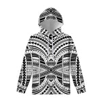 Black And White Maori Tribal Print Pullover Hoodie