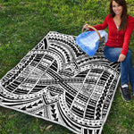 Black And White Maori Tribal Print Quilt
