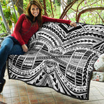 Black And White Maori Tribal Print Quilt