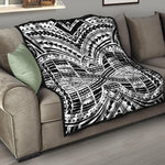 Black And White Maori Tribal Print Quilt