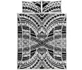 Black And White Maori Tribal Print Quilt Bed Set