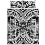 Black And White Maori Tribal Print Quilt Bed Set
