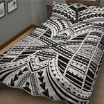 Black And White Maori Tribal Print Quilt Bed Set