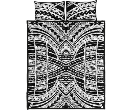 Black And White Maori Tribal Print Quilt Bed Set