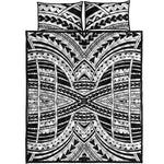 Black And White Maori Tribal Print Quilt Bed Set