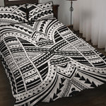 Black And White Maori Tribal Print Quilt Bed Set