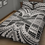 Black And White Maori Tribal Print Quilt Bed Set