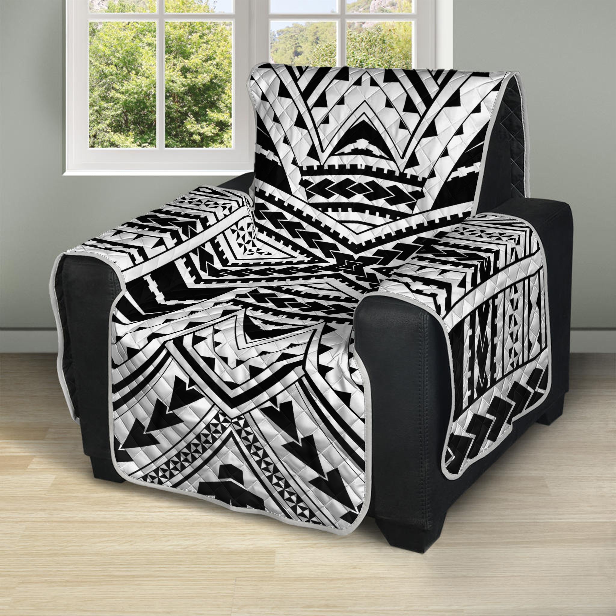 Black And White Maori Tribal Print Recliner Protector