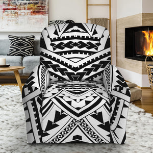 Black And White Maori Tribal Print Recliner Slipcover