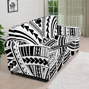 Black And White Maori Tribal Print Sofa Cover