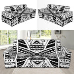 Black And White Maori Tribal Print Sofa Slipcover