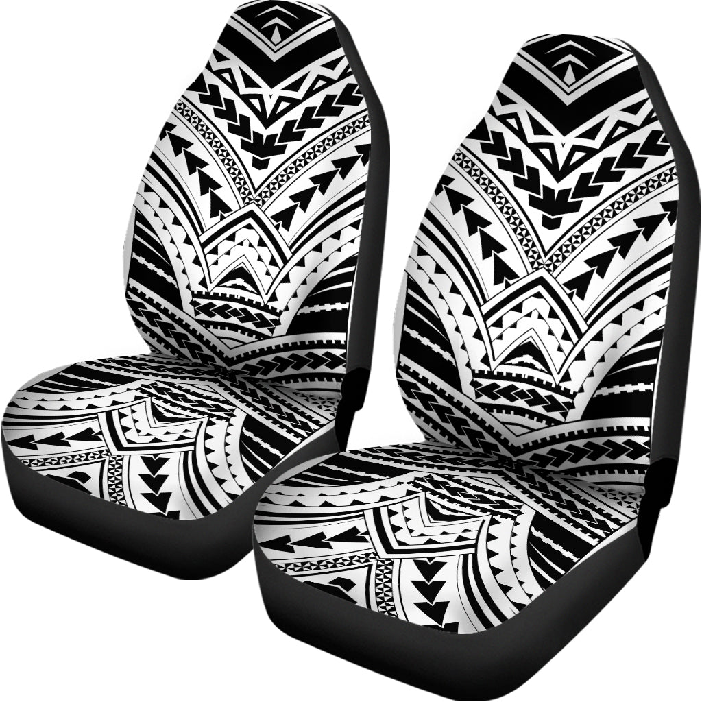 Black And White Maori Tribal Print Universal Fit Car Seat Covers