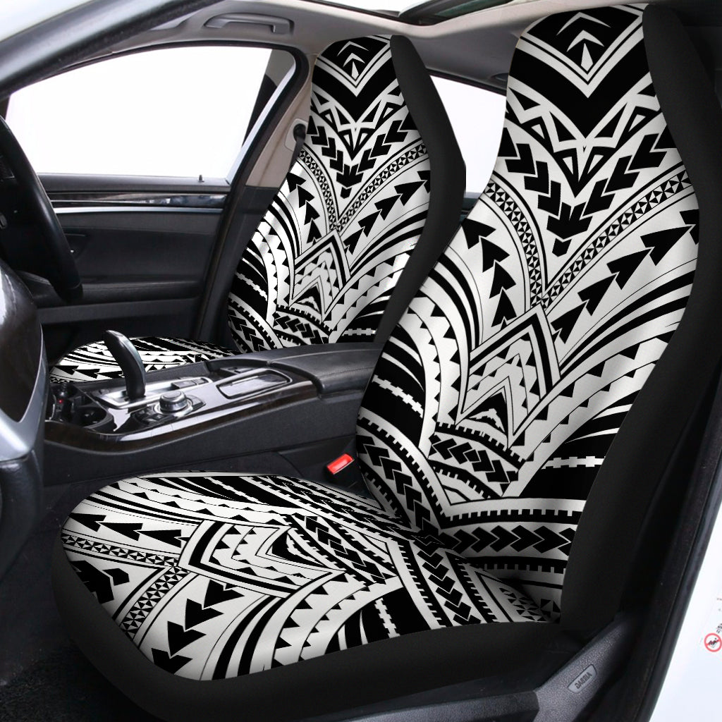 Black And White Maori Tribal Print Universal Fit Car Seat Covers